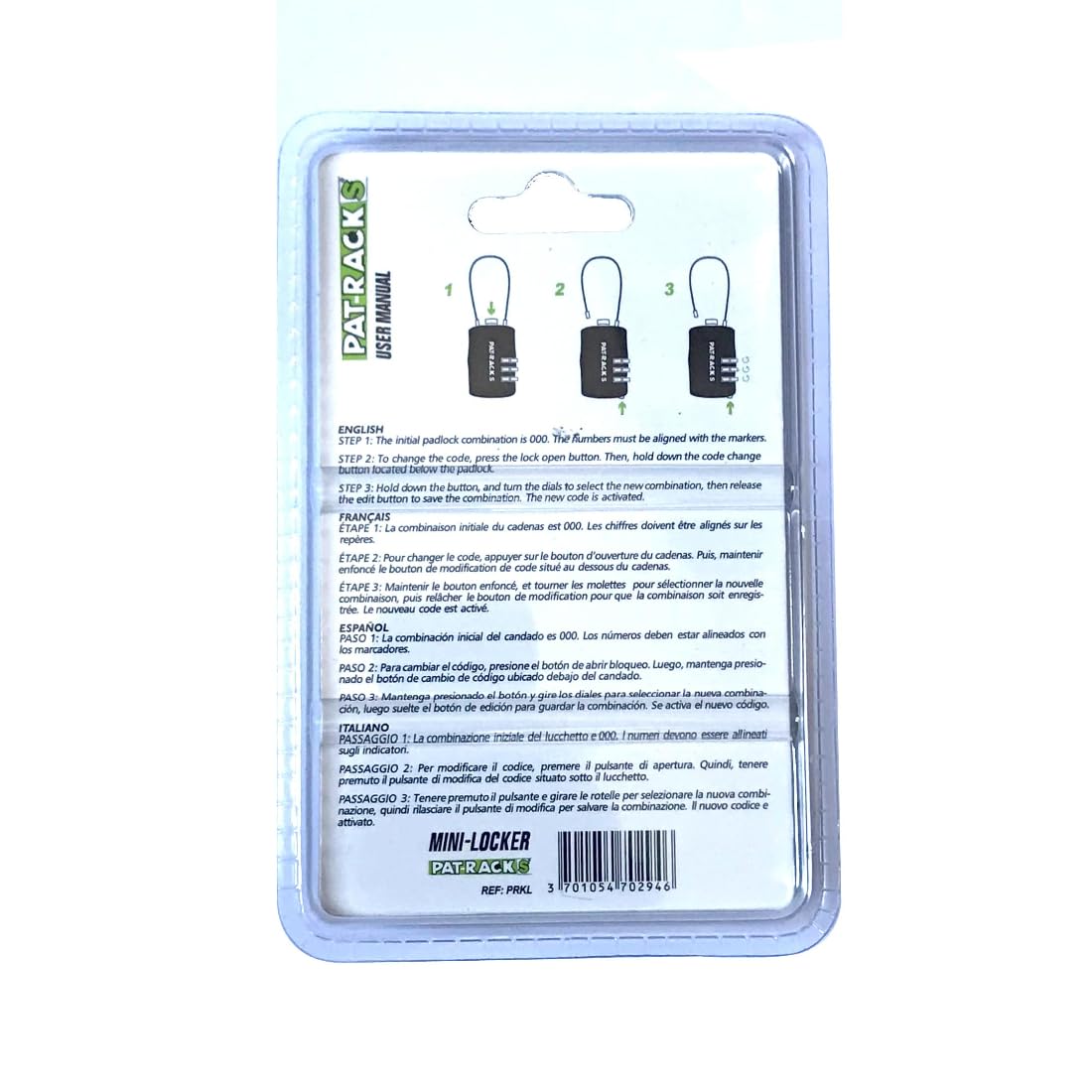 Pat Racks Mini Locker Padlock One Size