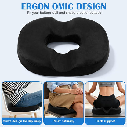 AOOHA Donut Cushion for Hemorrhoids,Memory Foam Seat Cushion,Orthopedic Memory Foam Ring Seat Cushion,Double U-Shape,for Office Chair, Car