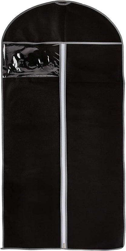 AKORD Breathable 47" Garment Bag for Suits, Dresses & Coats, Long Clothes Cover with Zip & Clear Window, Non-Woven Dust Cover, Foldable Storage Bag