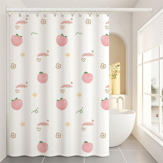 Lkw Ogechi 200CM Drop Waterproof Shower Curtain Peach, 300x200 CM White Pink Polyester Shower Curtain, Anti-Mould Bathroom Shower Curtain Peach,