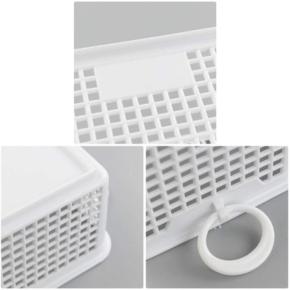 Cadineer 6 Packs Mini Storage Basket with Handles, Plastic Home Baskets, White, F