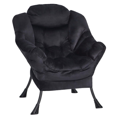 Mordchil EU Comfy Chair for Adults,Armchair Chair for Living Room,Velvet Reading Chairs for Bedroom, Accent Chairs with Steel Frame,Black