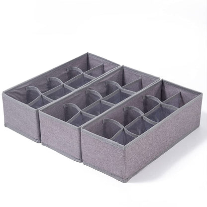 Qozary 3 Pack Washable Foldable Drawer Organizer, 8 Cell Desk Closet Organizer and Storage Drawer Dividers for Underwear Bra Socks
