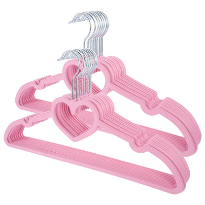IMIKEYA 20 Pack Pink Heart Clothes Hangers: Non-Slip Plastic Coat Hangers for Adult and Children Slim Space Saving Racks for Shirt Dress Trousers