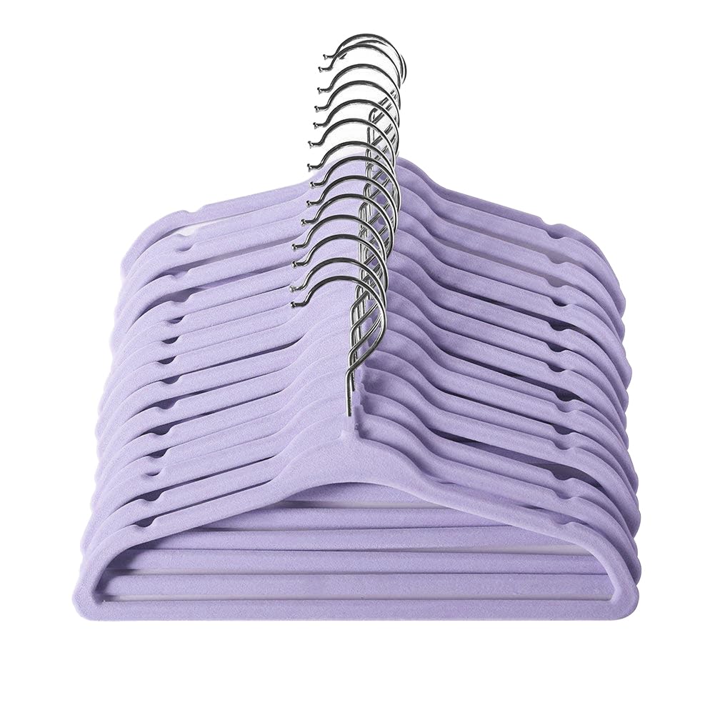 ManGotree 11" Baby Velvet Hangers Non-Slip Kids Hangers 15 Pack Purple