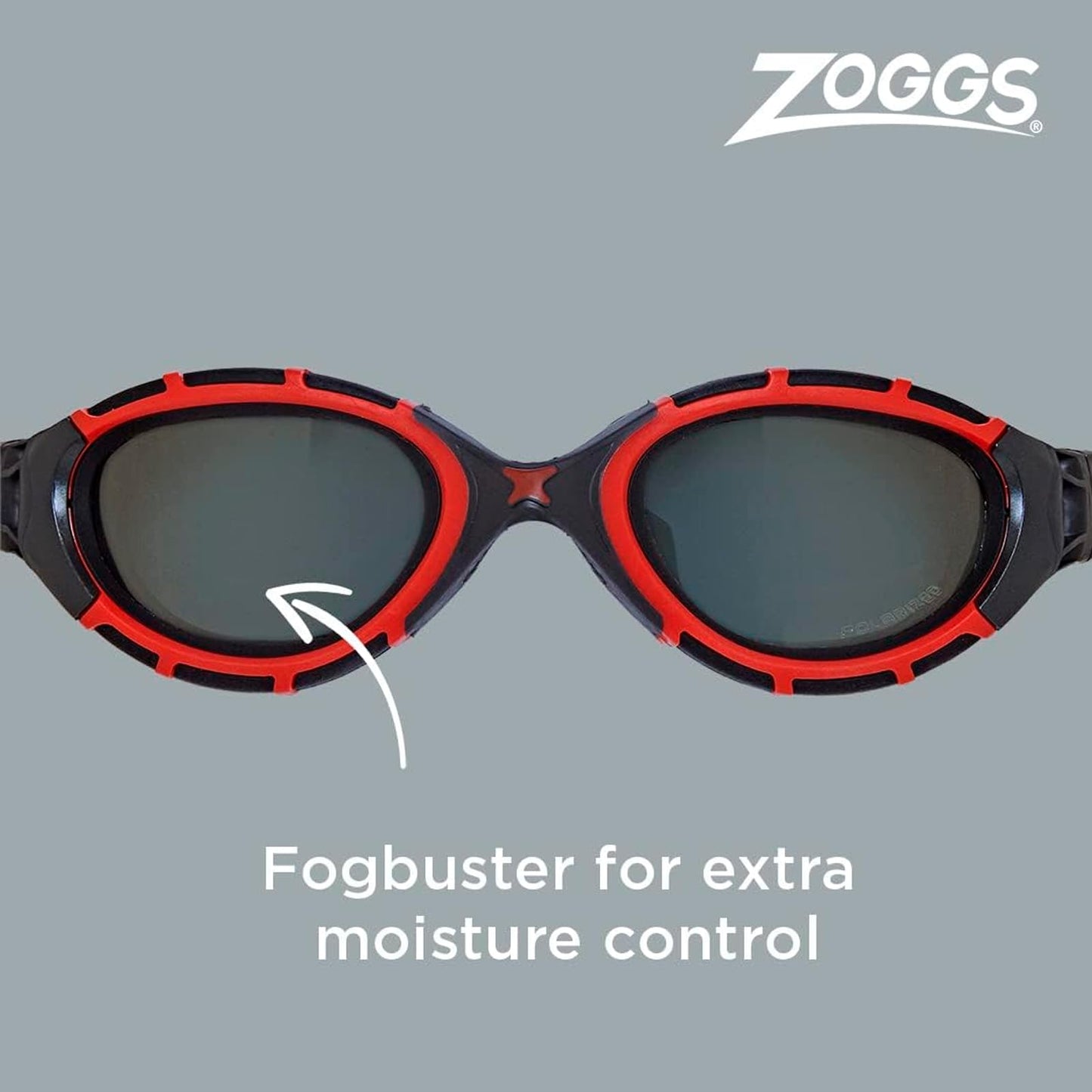 Zoggs Predator Flex Goggle, UV Protection Swim Goggles,Red/Black/Smoke Polarized, regular