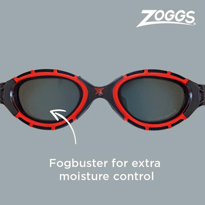 Zoggs Predator Flex Goggle, UV Protection Swim Goggles,Red/Black/Smoke Polarized, regular