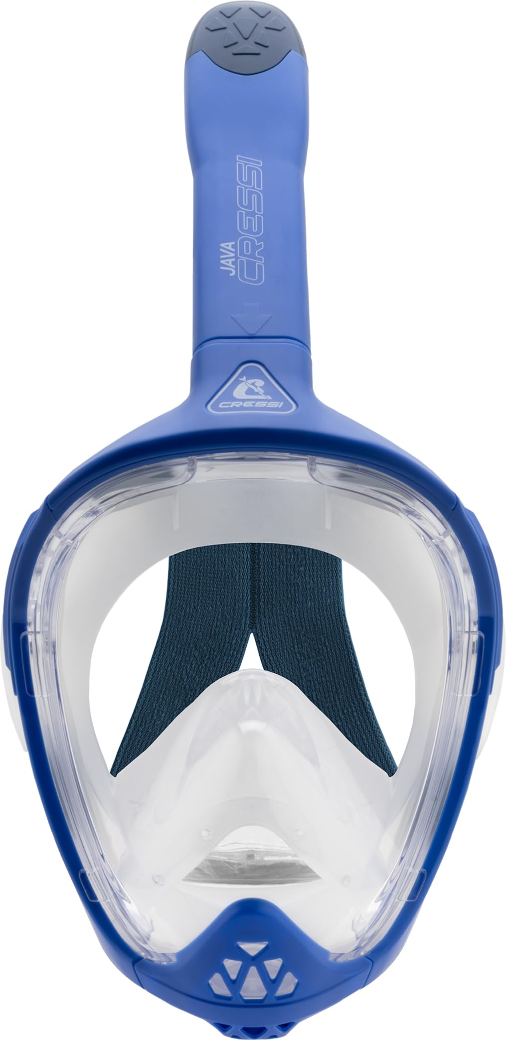 CRESSI Java Full Face Mask Blue/Blue Navy S/M-Unisex Full Face Snorkel Mask, Ultra Clear Anti Fog Lens, 100% Silicone, Snorkel Dry with Safety Valves,