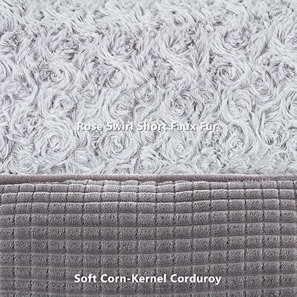 JOEJOY Extra Extra Large Dog Bed Washable Pet Bed, Rose Velvet Dog Bed Low Front Edge Cat Bed Non-Slip Bottom Puppy Bed, Orthopedic Calming Pet Bed For Labrador, Golden Retriever, Grey, 107x76x25 cm