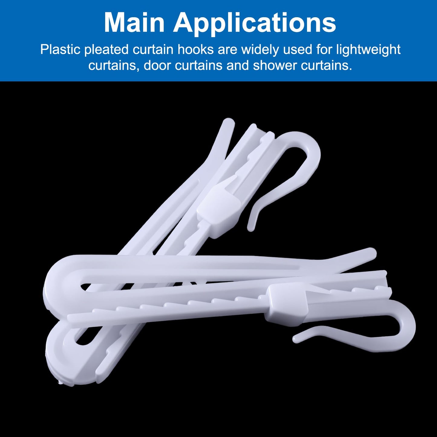 Sorcristy 50 Pcs 7cm Pinch Pleat Curtain Hooks White Plastic Adjustable Curtain Clips Rust Proof Drapery Pins for Window Door Shower Curtains