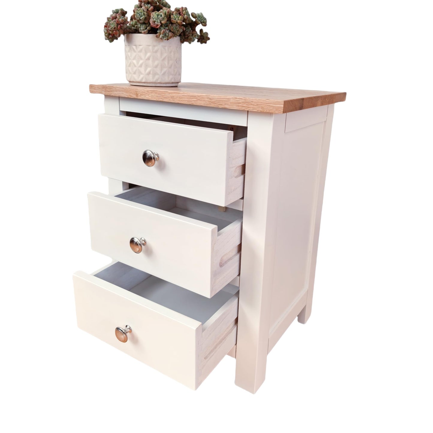 Kemtpase Storage 3 Drawers Nightstands White Oak Wood Bedside Tables For Bedroom Living Room Modern Bed Side Cabinet Furniture 16.54x12.6x22.05 Inches