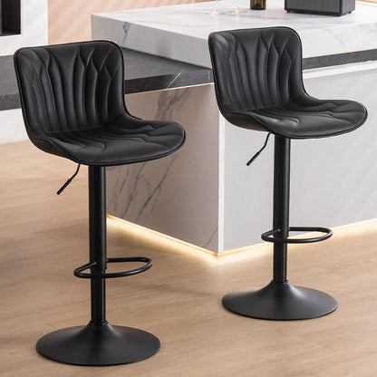 Kidol & Shellder Bar Stools Set of 2 Swivel Breakfast Barstools, Black