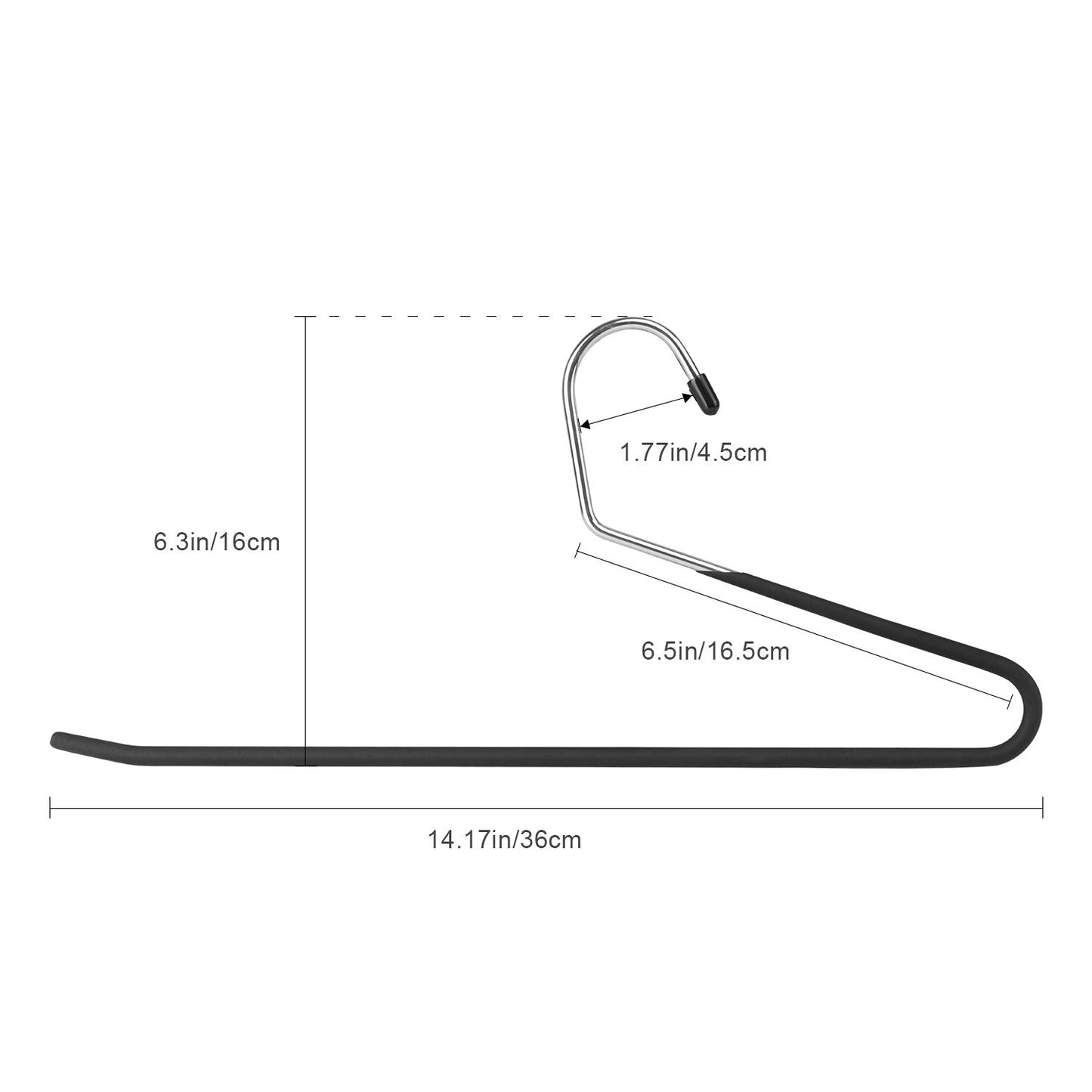 Trouser Hangers, 16 Pack Space Saving Open-Ended Metal Pants Hanger, Non Slip Trousers Slack Hangers Organizers for Pants Jeans Slacks Scarf Trousers