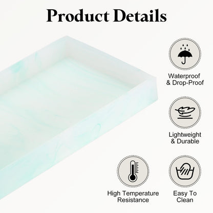 sourcing map 2Pcs Bathroom Vanity Tray, 7.9" x 3.9" Silicone Soap Dispenser Trays, Shatterproof Kitchen Sink Organizer for Soaps Keys Candle Trinket