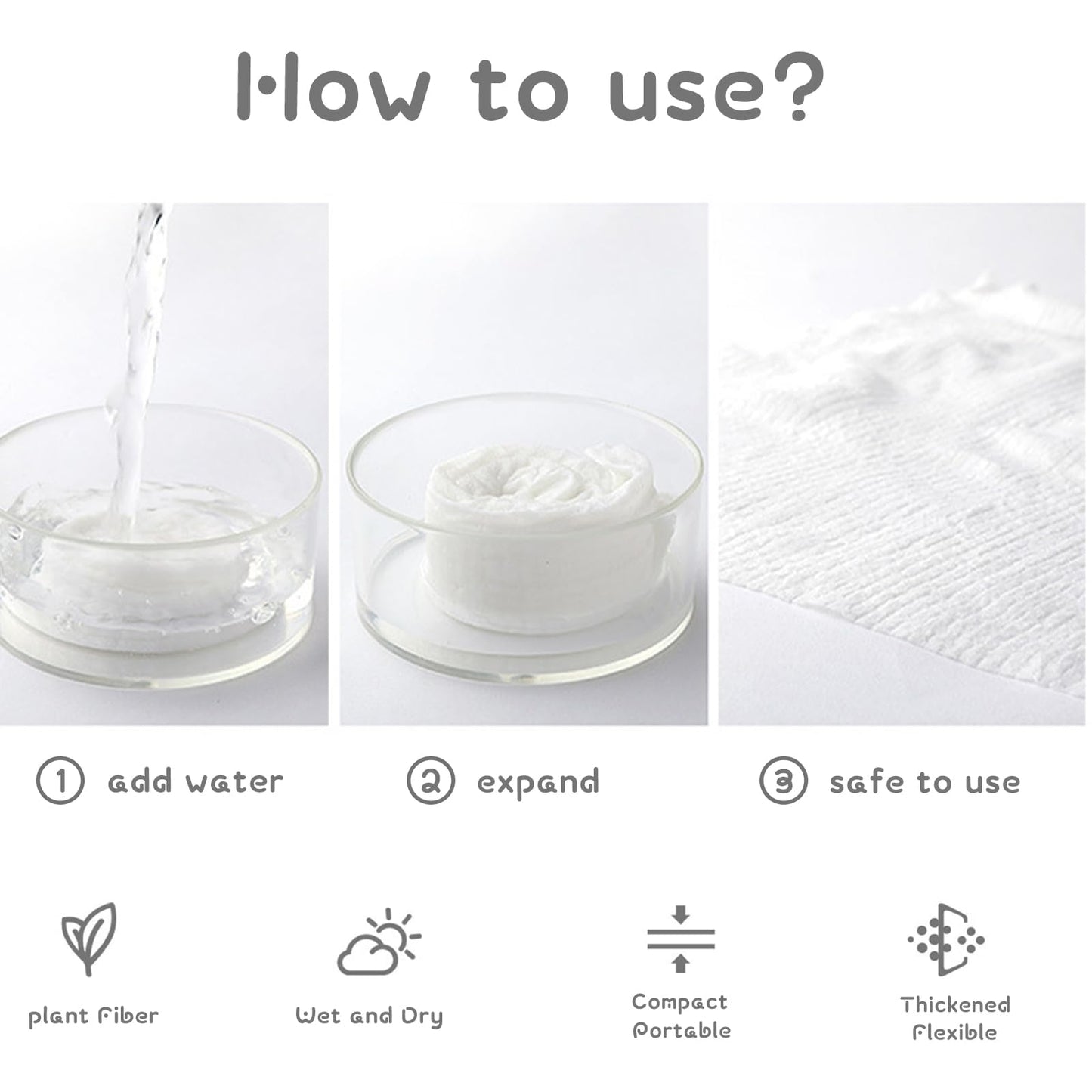 ERHAOG Compressed Towel Tablets - 140 * 70 cm Compressed Bath Towel, 5 Psc Large Disposable Bath Towels for Travel