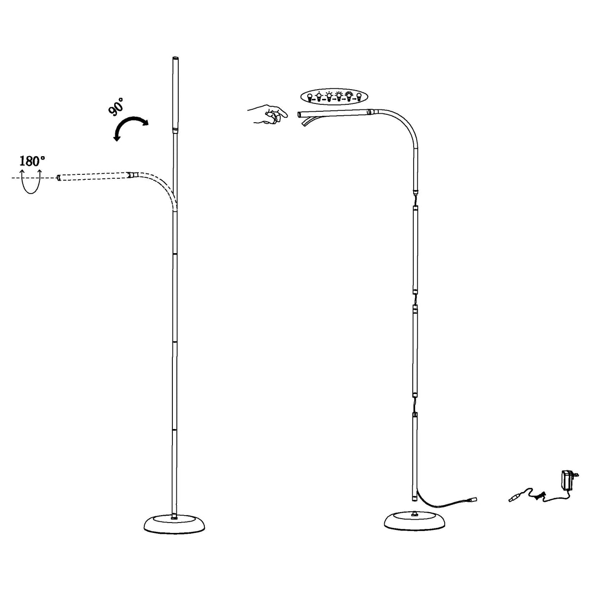 Eglo LED Touch Dimmer White Adjustable Floor Lamp 'LAROA'
