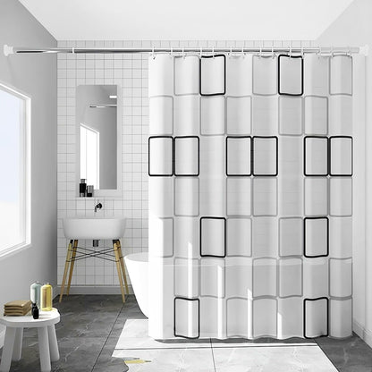 KineticKraft Checkered Shower Curtain, 200 x 200 cm Quick-Drying