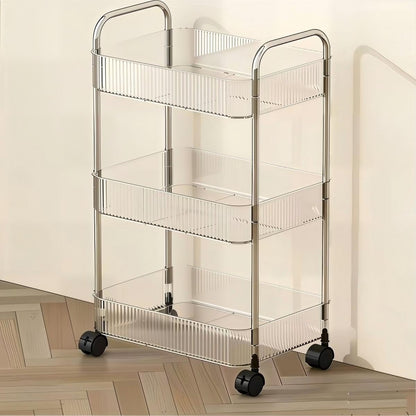 Multibao 2/3/4 Tier Storage Trolley on Wheels - Acrylic Shelf Cart for Bathroom, Spa, Salon Beauty (3 Tier 40 * 28.5 * 69.7cm)
