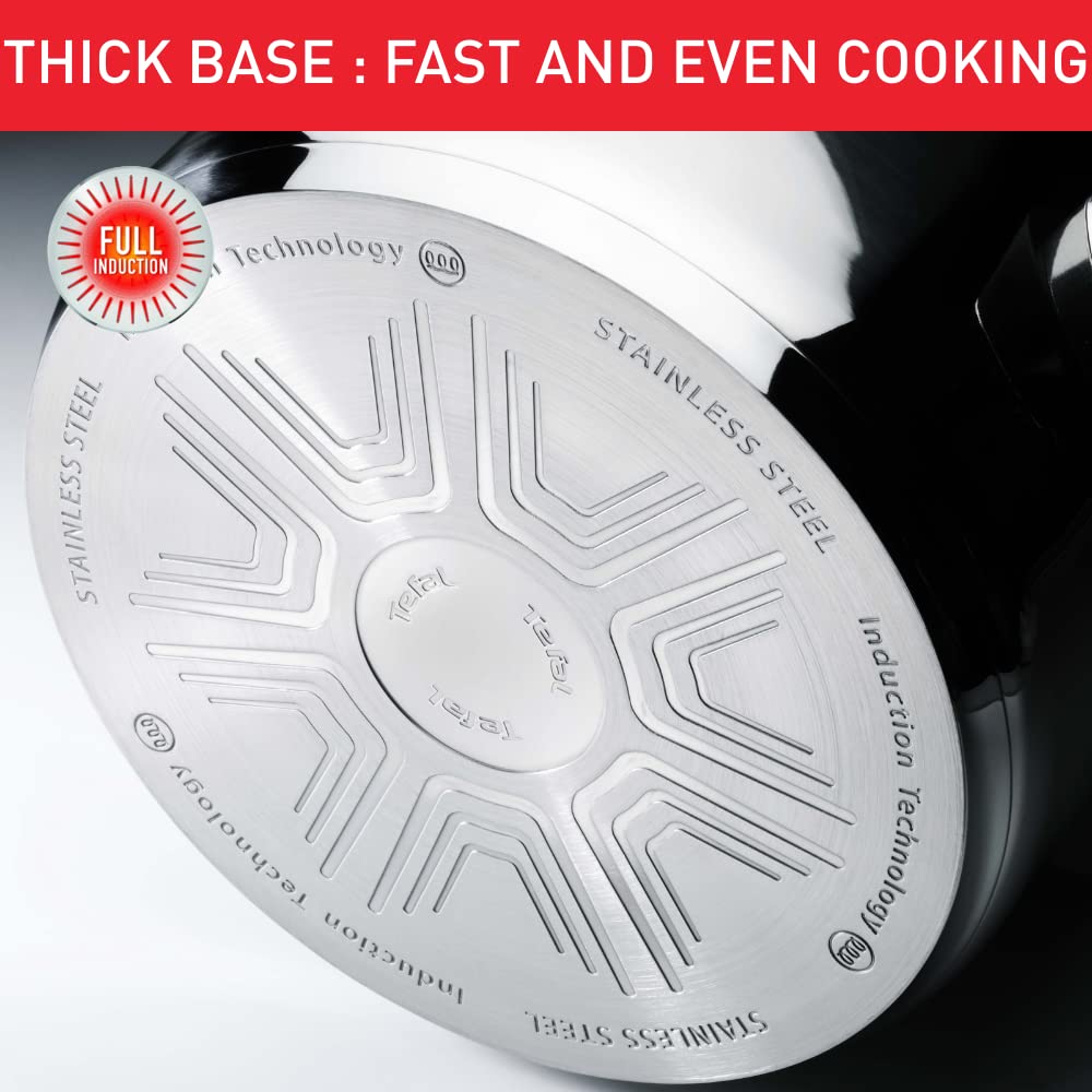 Tefal Comfort Max 5 Peice Stainless Steel Set  Durable Cookware for Healthy Cooking, Induction Compatible, Ergonomic Stay-Cool Handle, Dishwasher and