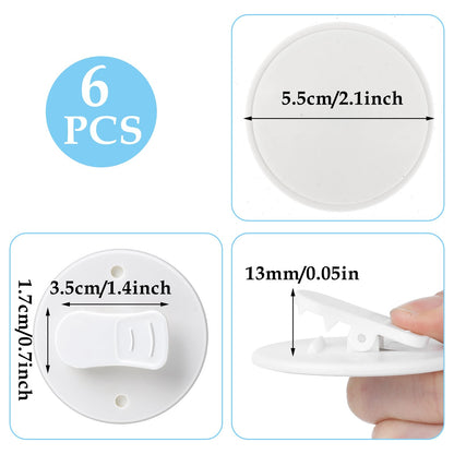 Oruola 6pcs Shower Curtain Clips,Shower Curtain Weights Clip,5.5 Cm Self Adhesive Round Showers Clip for Inside Hanging