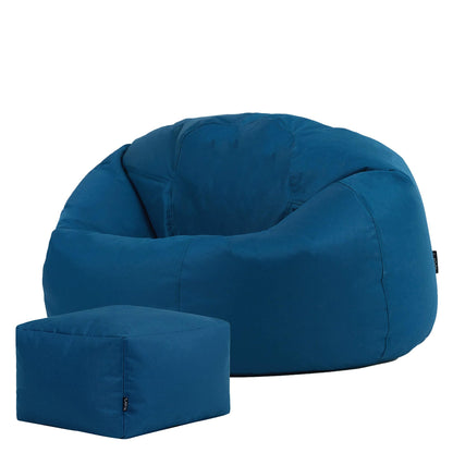 Bean Bag Bazaar Kingston Outdoor Bean Bag & Footstool with Filling, Teal