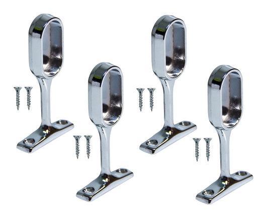 TERF? Polished Chrome Curtain Pole Oval End Bracket 30mm Curtain Rail Ceiling and Wall Mount Rod Holder Wardrobe Shower Curtain Closet Lever Rail Oval
