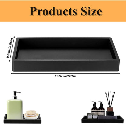 2 Pcs Black Bathroom Vanity Tray Rectangle Silicone Tray