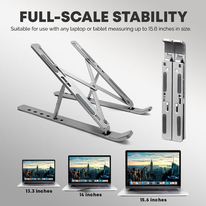 Stick Well Laptop Stand for Desk, Adjustable Aluminum Laptop Riser for Desk & Bed, Air-Ventilated Portable Laptop Stand, Compatible with MacBook