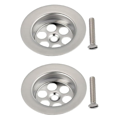 2 Pack Stainless Steel Overflow Drain Cover, 2.76in/70mm Sink Drainer Plug Hair Catcher, Bathtub Hole Cover with Screws