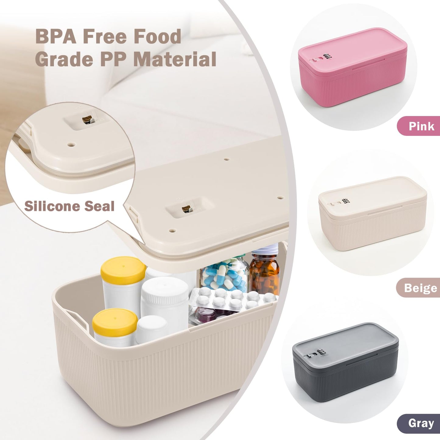Small Lockable Storage Box with Combination Code - Secure Medicine Safe, Phone Jail, and Snack Box for Home, Fridge, Office, or Travel