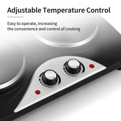 CUSIMAX Electric Hobs, 2500W Electric Hot Plates for Cooking Portable Hob, Cooktop Table Top Hob with 2 Cast Iron Double Hot Plate Electric Burner