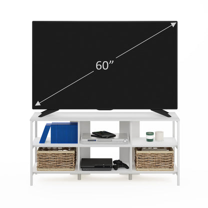 Furinno Camnus Modern Living TV Stand for TVs up to 60 Inch, Solid White/White