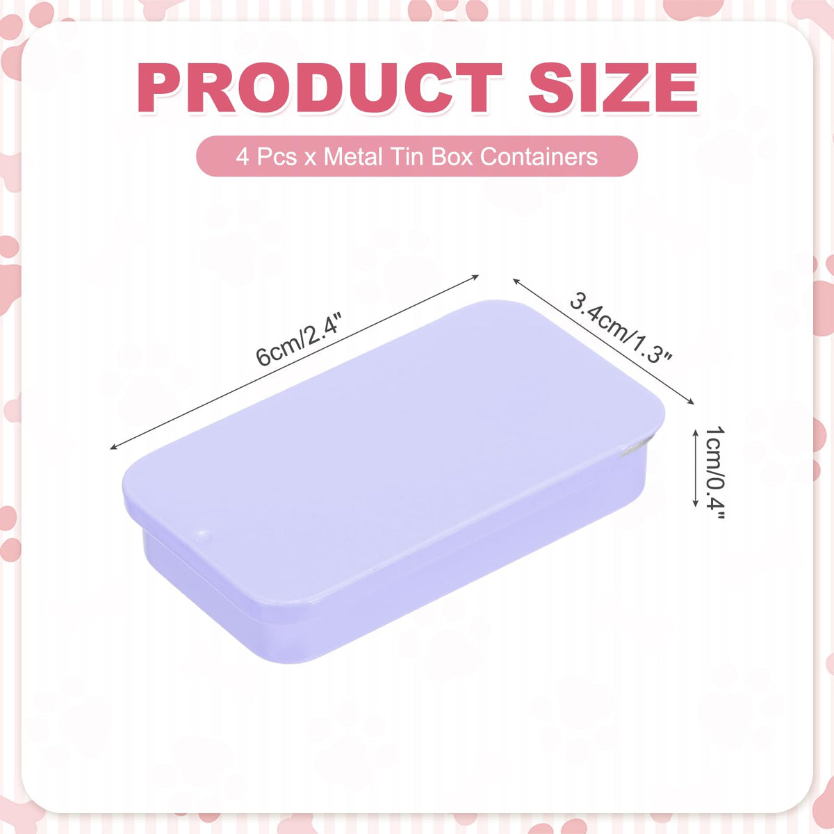 sourcing map 4 Pcs Metal Tin Box Container, 2.4x1.3x0.4 Slide Top Tin Containers Small Empty Rectangular Storage Box for Lip Balm Candies Jewelry
