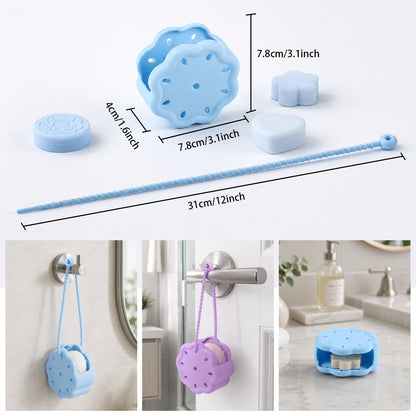 Peybaiwy 2 Packs Silicone Shower Steamer Tray with Adjustable Strap Steamer Holder Bath Bomb Organizer Aromatherapy Diffuser Containers Bathroom