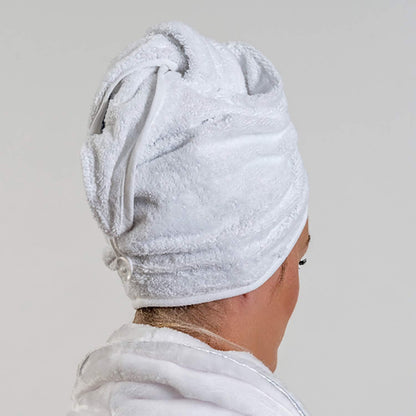 Aztex Luxury Hair Turban Towel - Head Wrap With Loop and Button Fastener, Absorbent and Lightweight Cotton, Multiple Colours, 64 x 23cm - Pink
