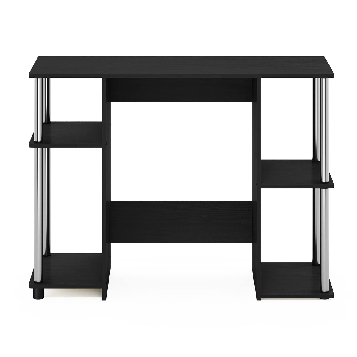 Furinno Computer Study Desk, Engineered Wood, Americano/Stainless Steel, 39.5 (D) x 97.51 (W) x 72.59 (H) cm