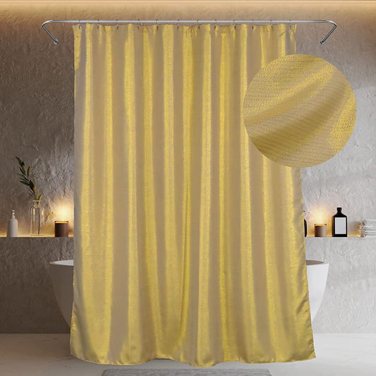 Popkozzi Gold Shower Curtains for Bathroom: Glitter Sparkle Bling Fabric Decorative Shower Curtain - Waterproof Washable Luxury Elegant Fancy Glam