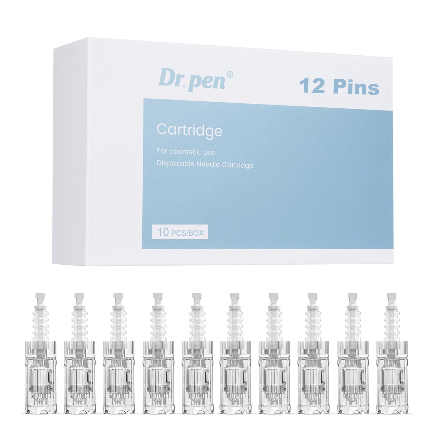 Dr.pen A10 Cartridges 12 Pins, 10Pcs Dr.pen Replacement Cartridges for Microneedling Pen A10 Model, Authentic Disposable Microneedling Cartridges (12