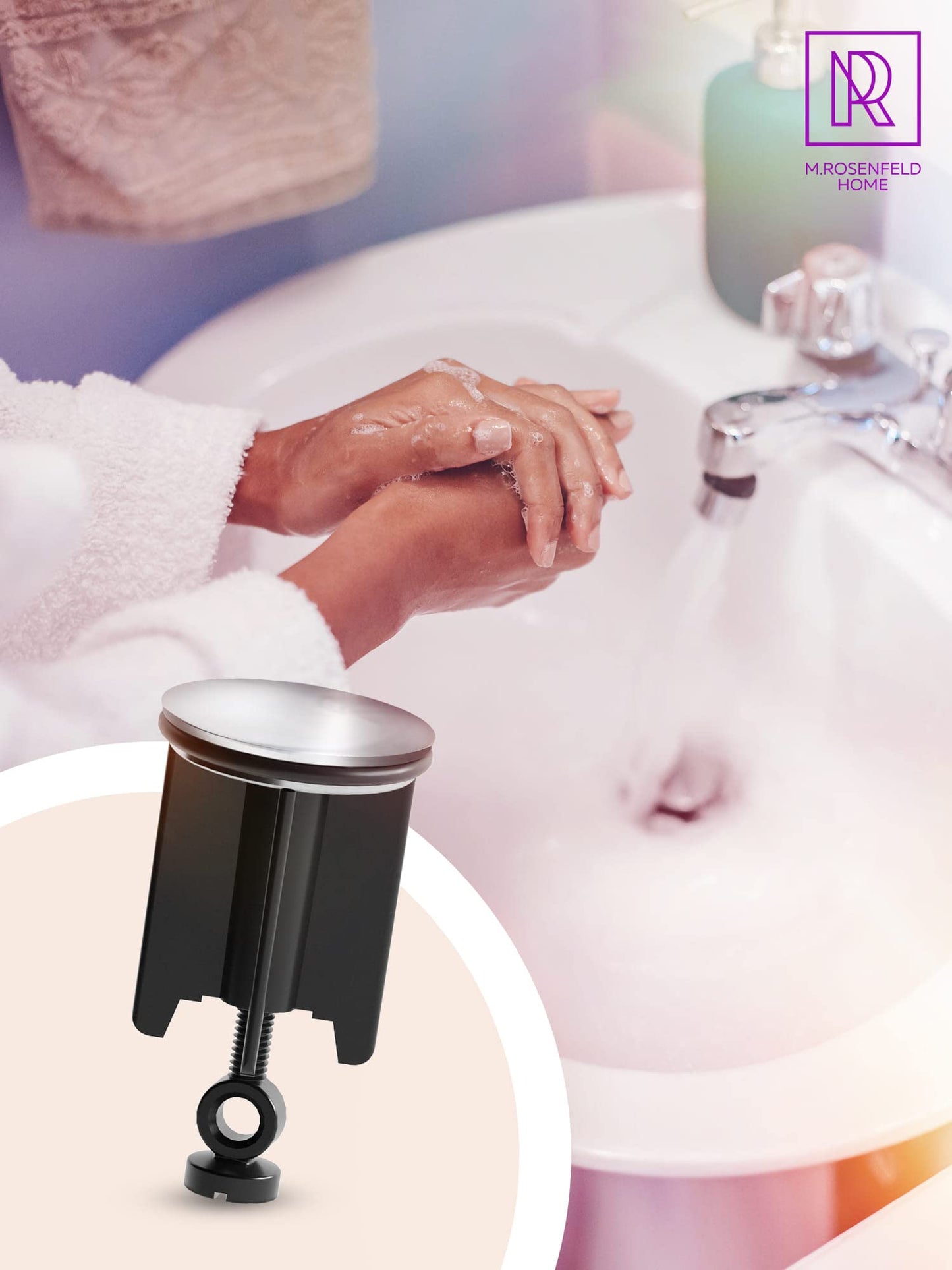 Sink Plug 40mm - Chrome Bathroom Wash Basin Plug for UK Sinks, Drain Stopper, Bathroom Sink Plug Replacement by M. ROSENFELD HOME