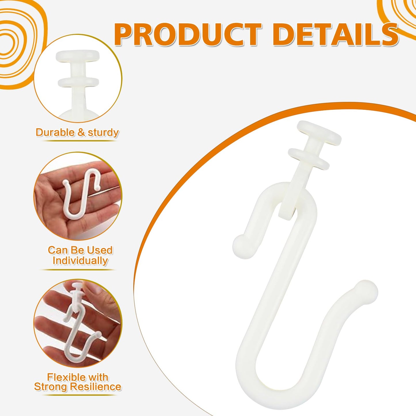 12 Pairs Curtain Hooks & Gliders – Durable S-Shaped Hooks with Quiet Smooth Rollers, Flexible Track Accessories for Ceiling & Bathroom Curtains