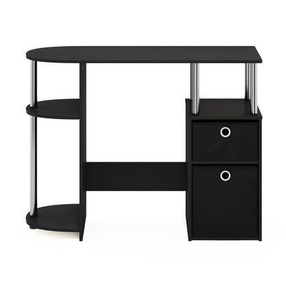 Furinno JAYA Desk, Gaming Desk with Bin Drawers, Computer Study Desk, Office Desk for Home Office, Bedroom, Dorm, Study Room, Americano