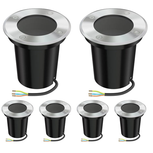 ledscom.de 6 pcs. Ground recessed Light BOLI for Outdoors, IP67, Stainless Steel, Round, 108mm , 1x GU10 max. 15W