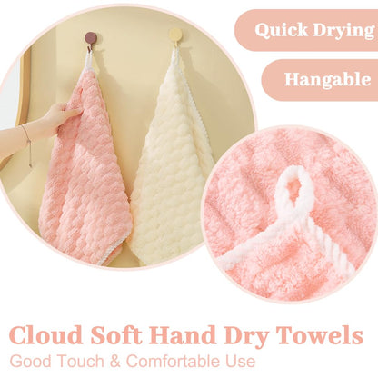 BOJVESH 6Pcs Hanging Hand Dry Towels, Square Microfiber Hand Towels with Hanging Loop, Super Absorbent Soft Small Hanging Towel