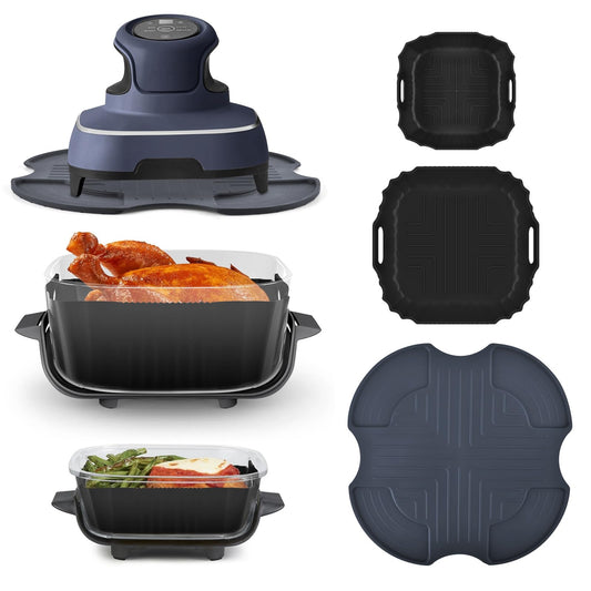 BROTOU Silicone Heat Resistant Mat for Ninja Crispi, Reusable Air Fryer Liners for 4-QT & 6-Cup Container, Compatible with FN101UKSG