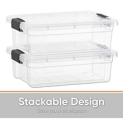 Superio Clear Storage Boxes with Lids, 4.5 Quart Plastic Container Bins for Organizing, Stackable Crates, BPA Free, Non Toxic, Odor Free