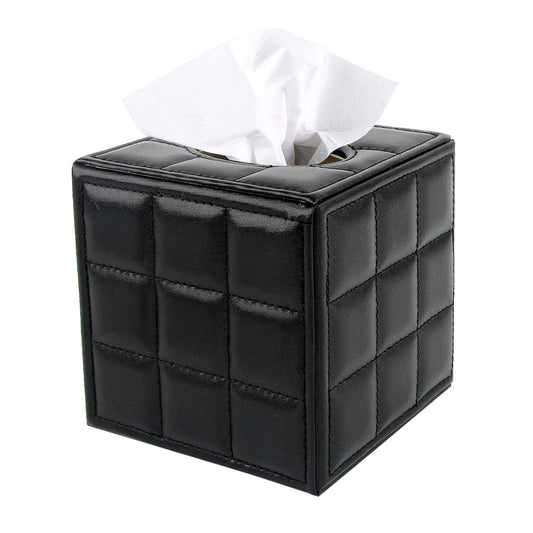 Discoball Tissue Box Cover PU Leather Cube Tissue Holder - Household Office Square Tissue Cover Case Paper Holder Napkin Dispenser Holder for Home