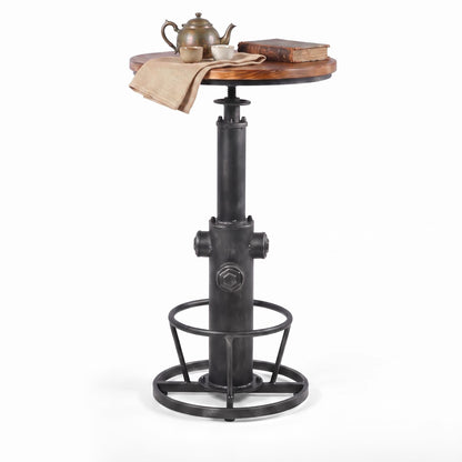 BOKKOLIK Industrial Bistro Bar Table 38.6-44.4inch Height Adjustable Farmhouse Pub Table for Kitchen Dinning Room Office Swivel Wooden Top