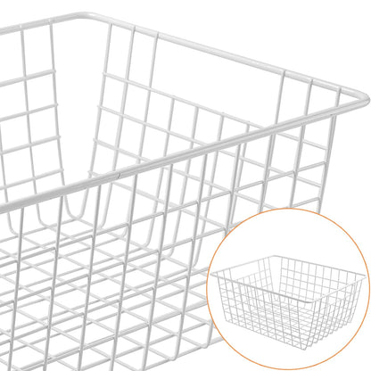 WYIPOLZI 3PCS Large Wire Storage Baskets, Chest Freezer Storage Baskets, Chest Freezer Organiser, Metal Basket for Pantry Cabinet, White