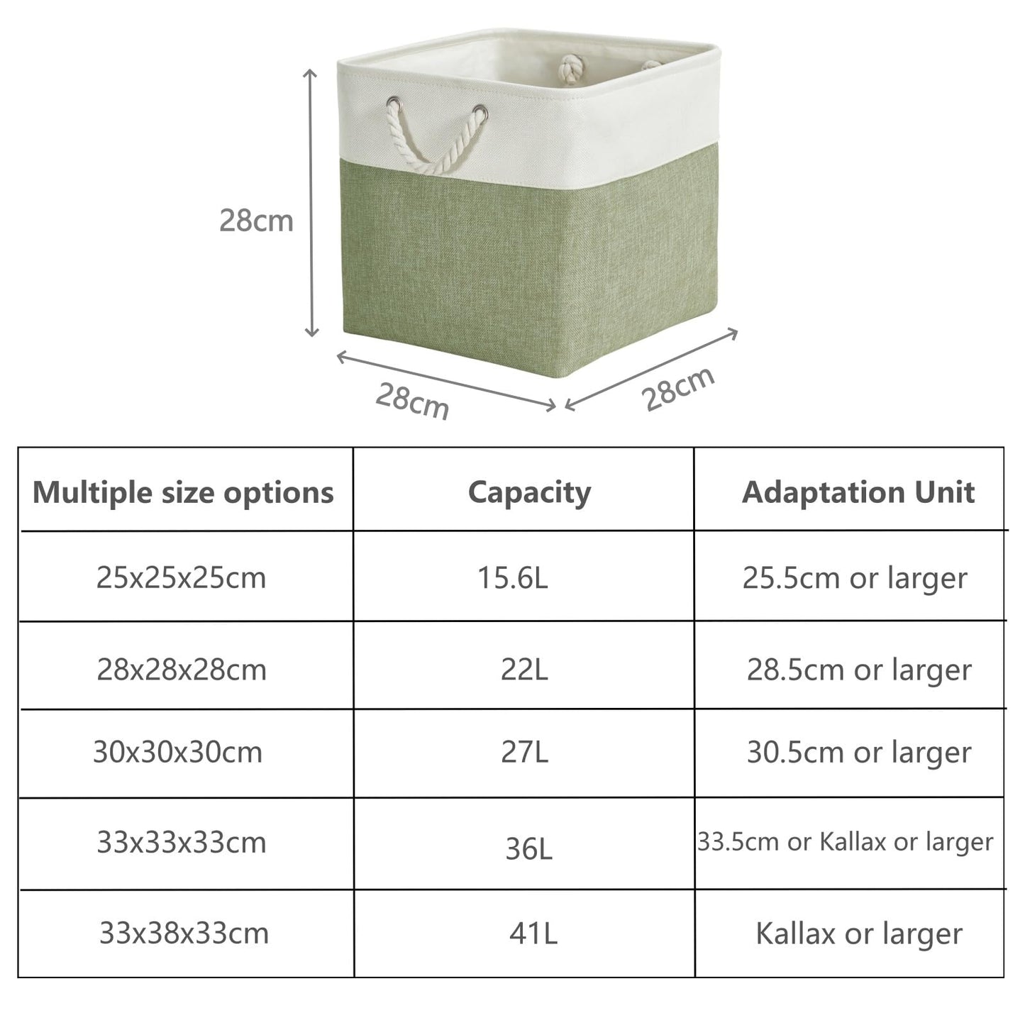 SOCOHOME Cube Storage Boxes,28x28x28cm Storage Baskets for Organizing Clothes Shelf Nursery Closet(Green/White, Set of 6)