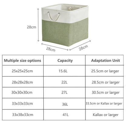 SOCOHOME Cube Storage Boxes,28x28x28cm Storage Baskets for Organizing Clothes Shelf Nursery Closet(Green/White, Set of 6)